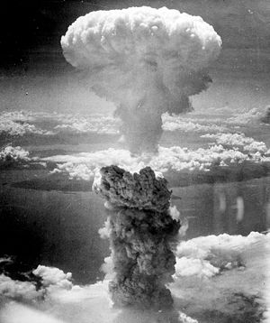 Atomic bombing of Nagasaki on August 9, 1945.