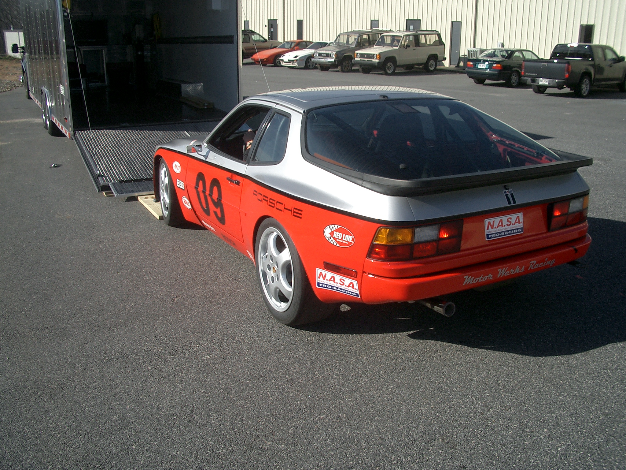 Loading Tom’s car into the trailer